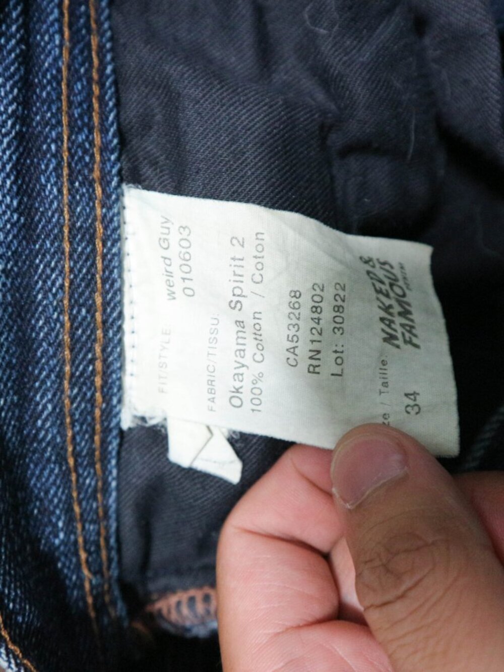 Naked & Famous Okayama Spirit 2 Weird Guy Selvedge Faded Whisker Denim Jeans 34W - Picture 15 of 16